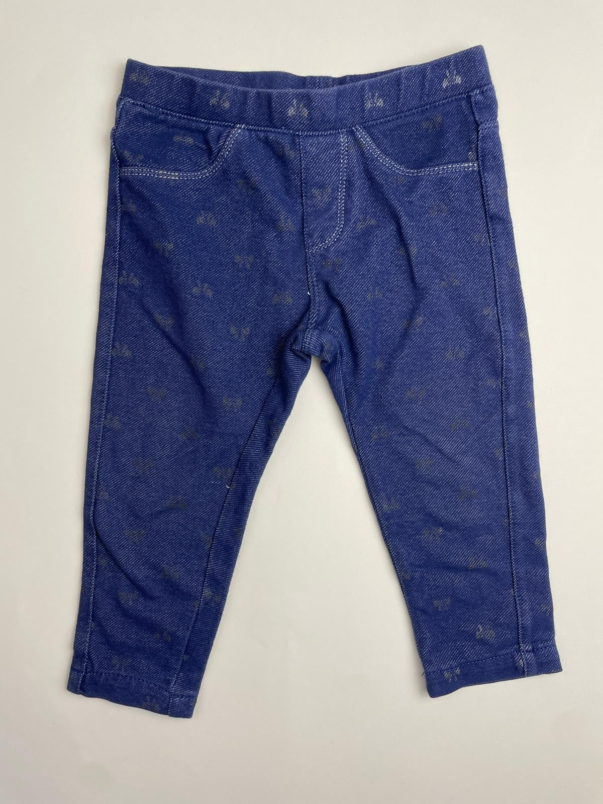 Leggings Bambino Effetto Jeans Blu con Fantasia