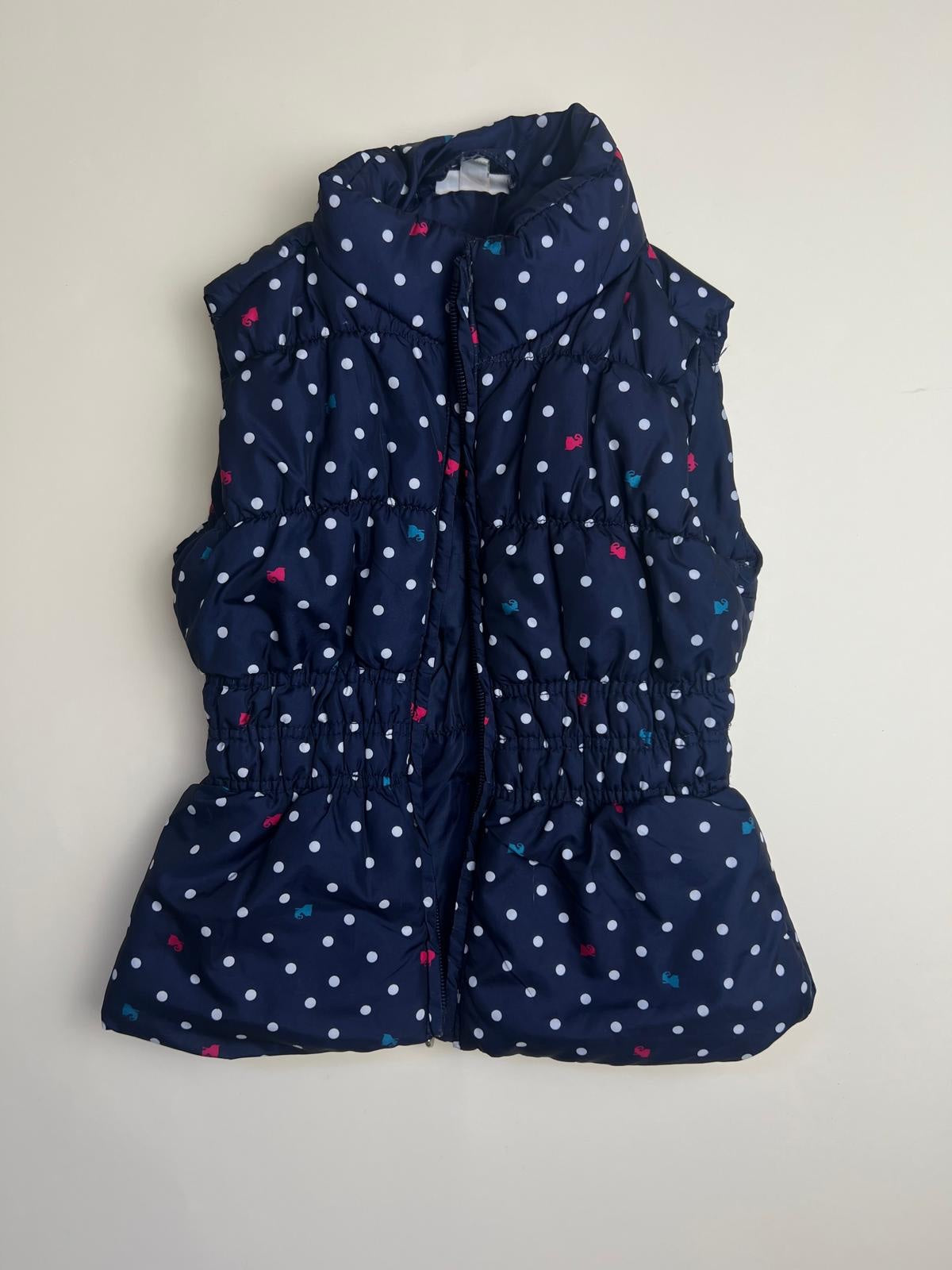 Gilet Imbottito Bambina a Pois Blu
