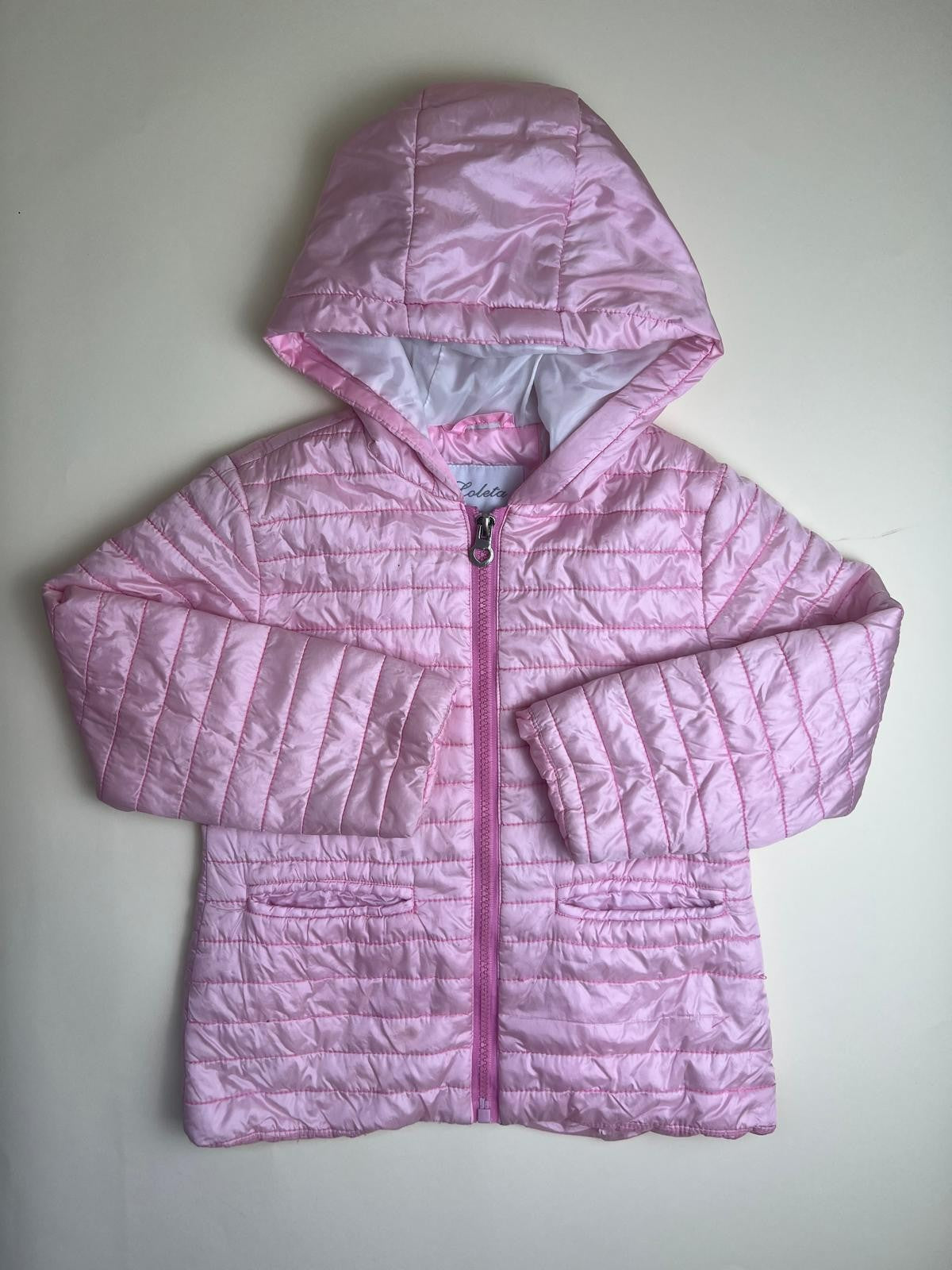 Giacca trapuntata rosa con cappuccio per bambini