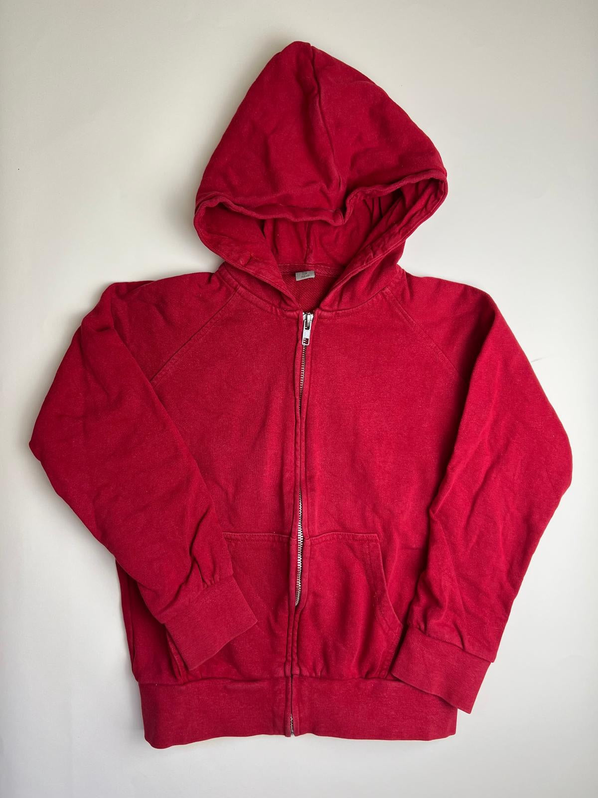 Felpa con cappuccio rossa con zip