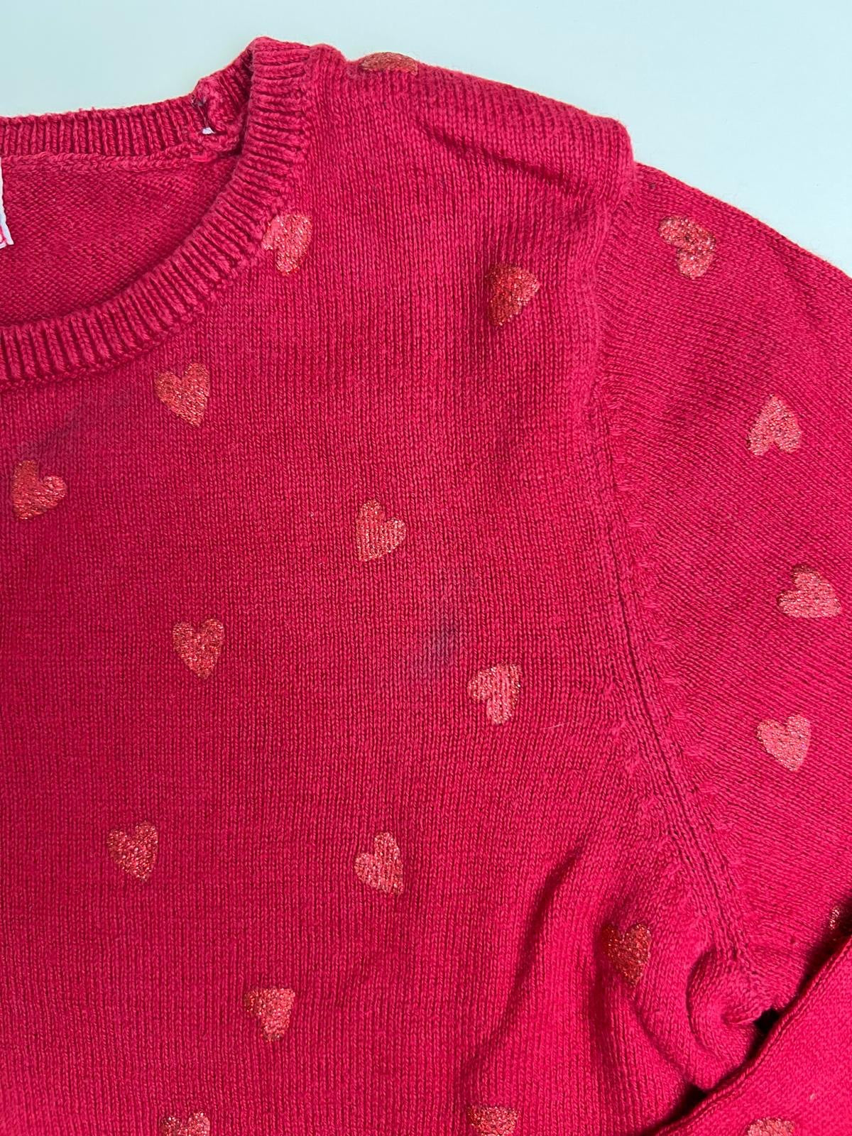 Maglione rosso H&M con fantasia a cuori