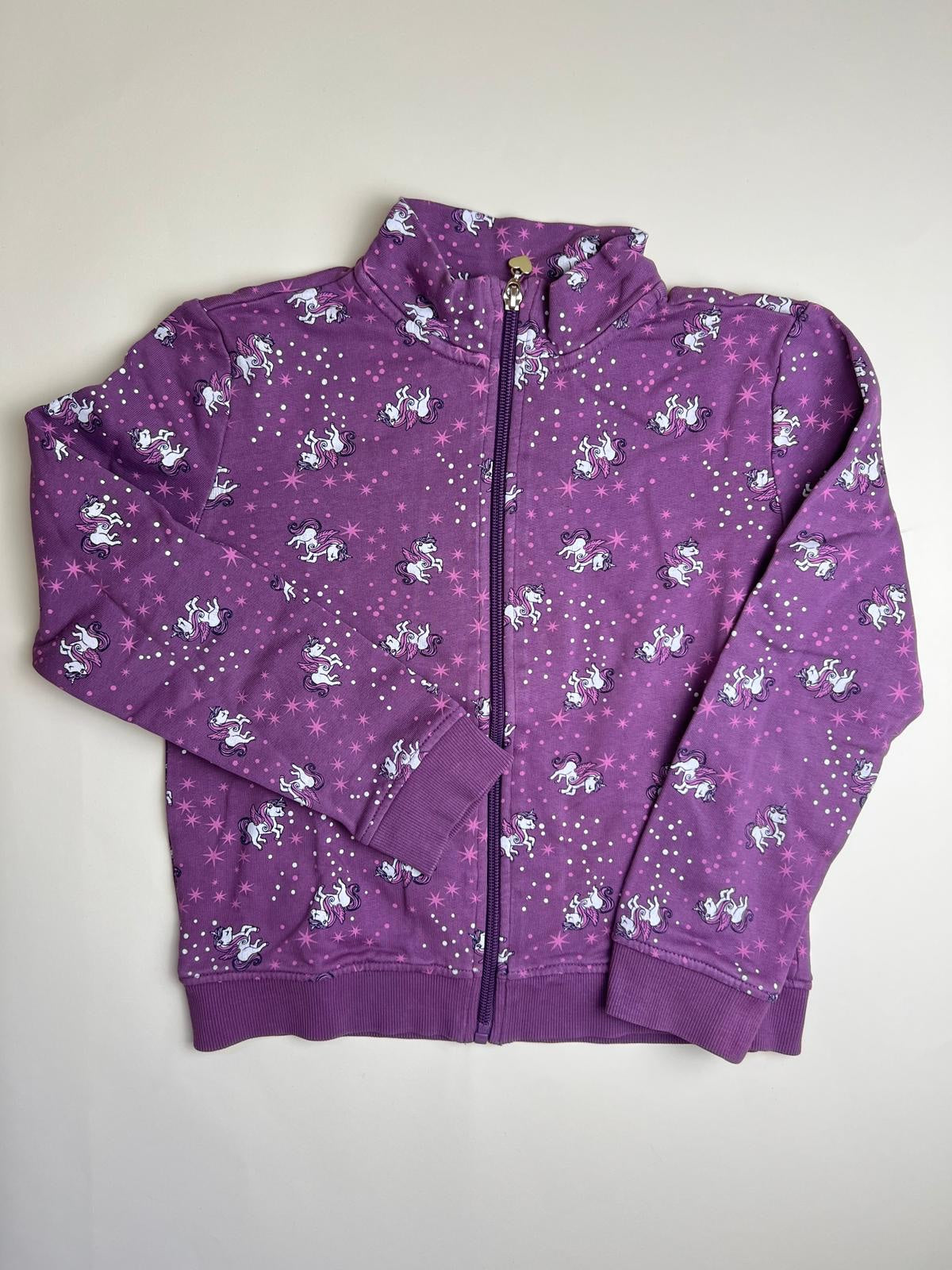 Felpa bambina con zip e stampa unicorno