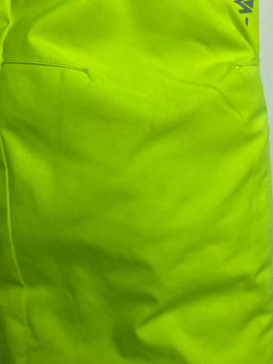 Pantaloni da sci CMP per bambini, giallo fluo con bretelle - reso ricondizionato con piccole macchie lavabili