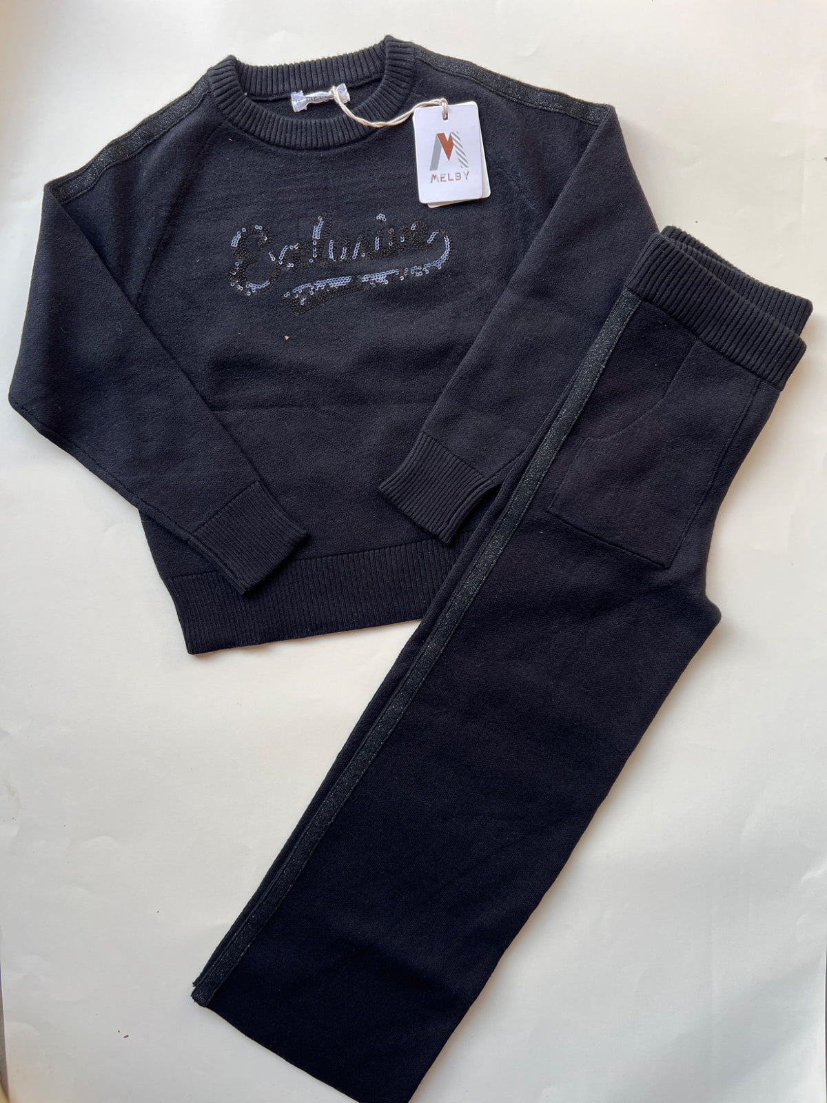 Completo Maglione e Pantaloni Melby con Dettagli Glitter