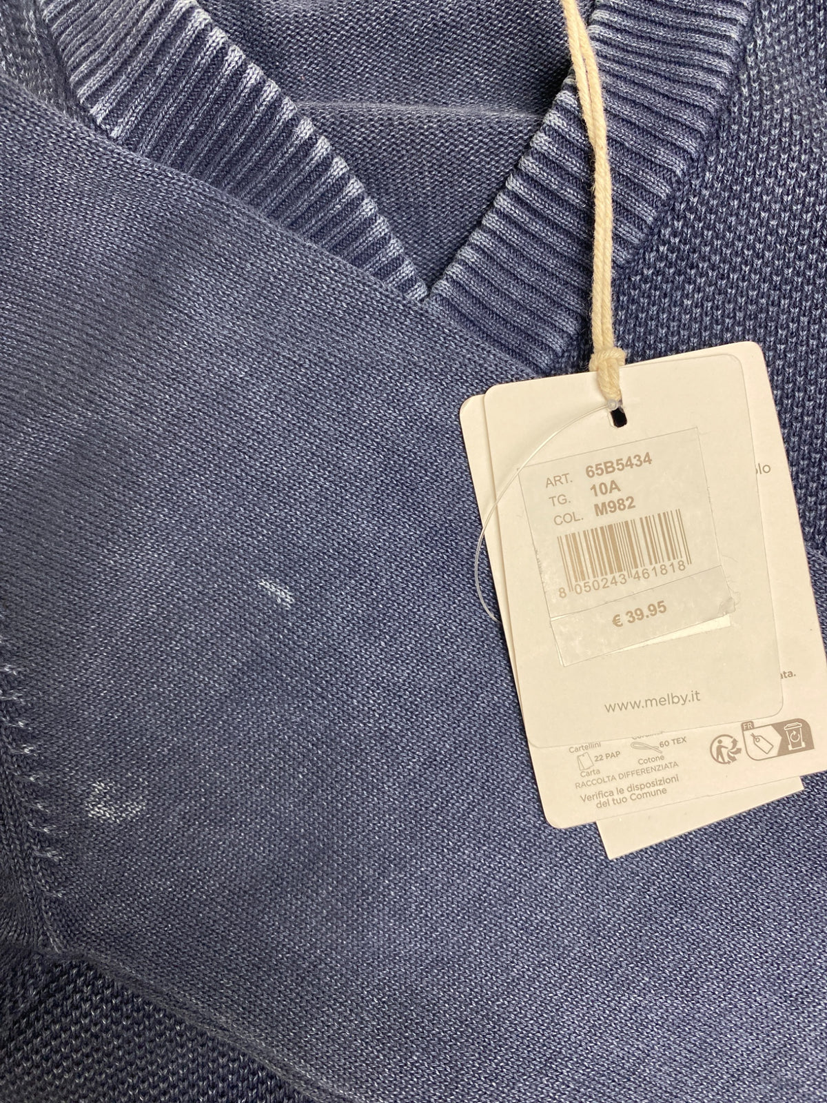 Cardigan Melby blu in- difetto produzione su retro manica