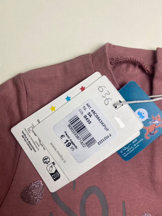 Maglietta maniche lunghe Puffo rosa per neonato