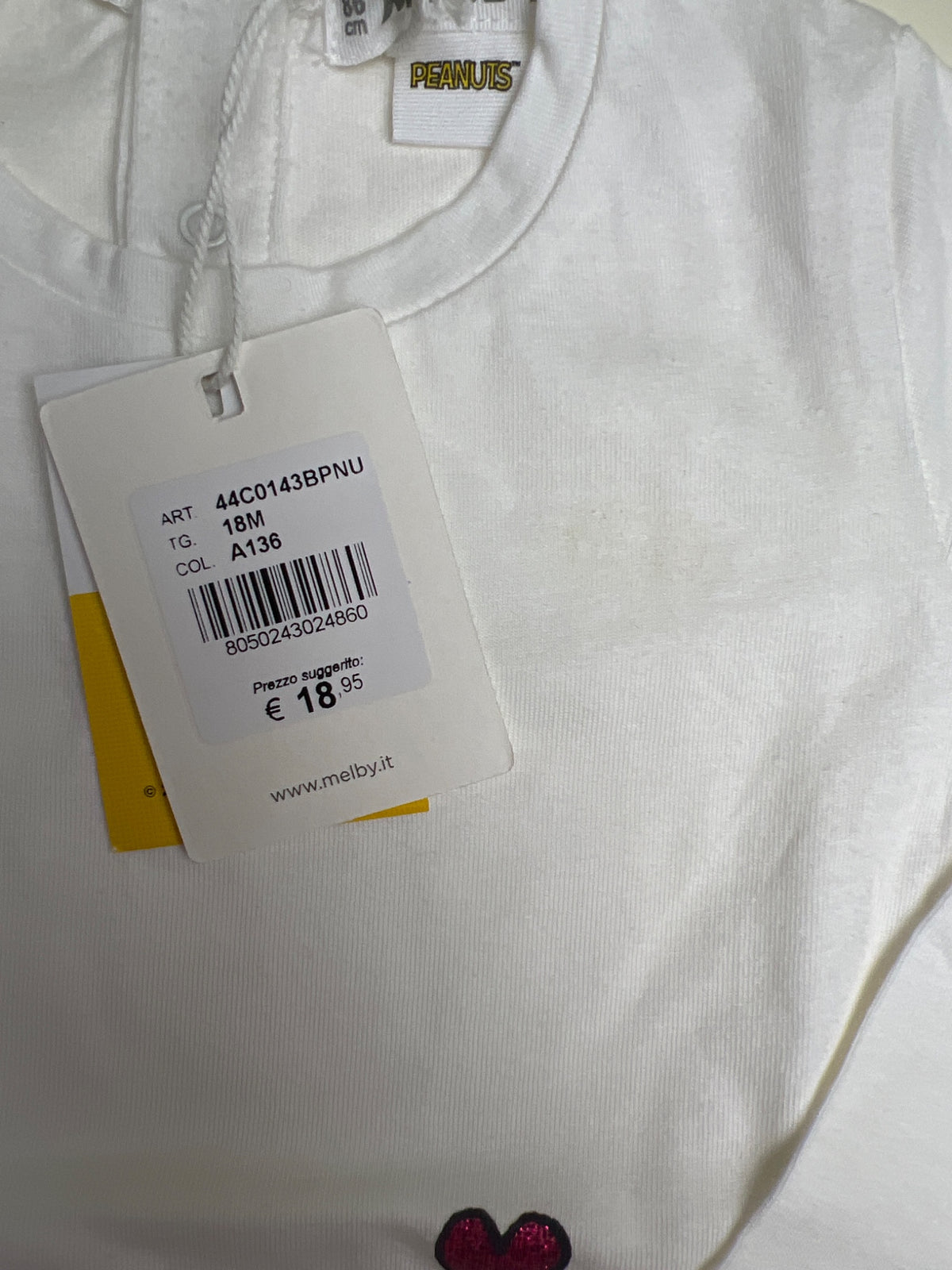 T-shirt manica lunga Bambina Peanuts Snoopy e Sally Maniche Lunghe Bianca