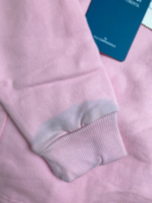 Felpa con cappuccio rosa Melby con stampa - macchia di produzione su manica