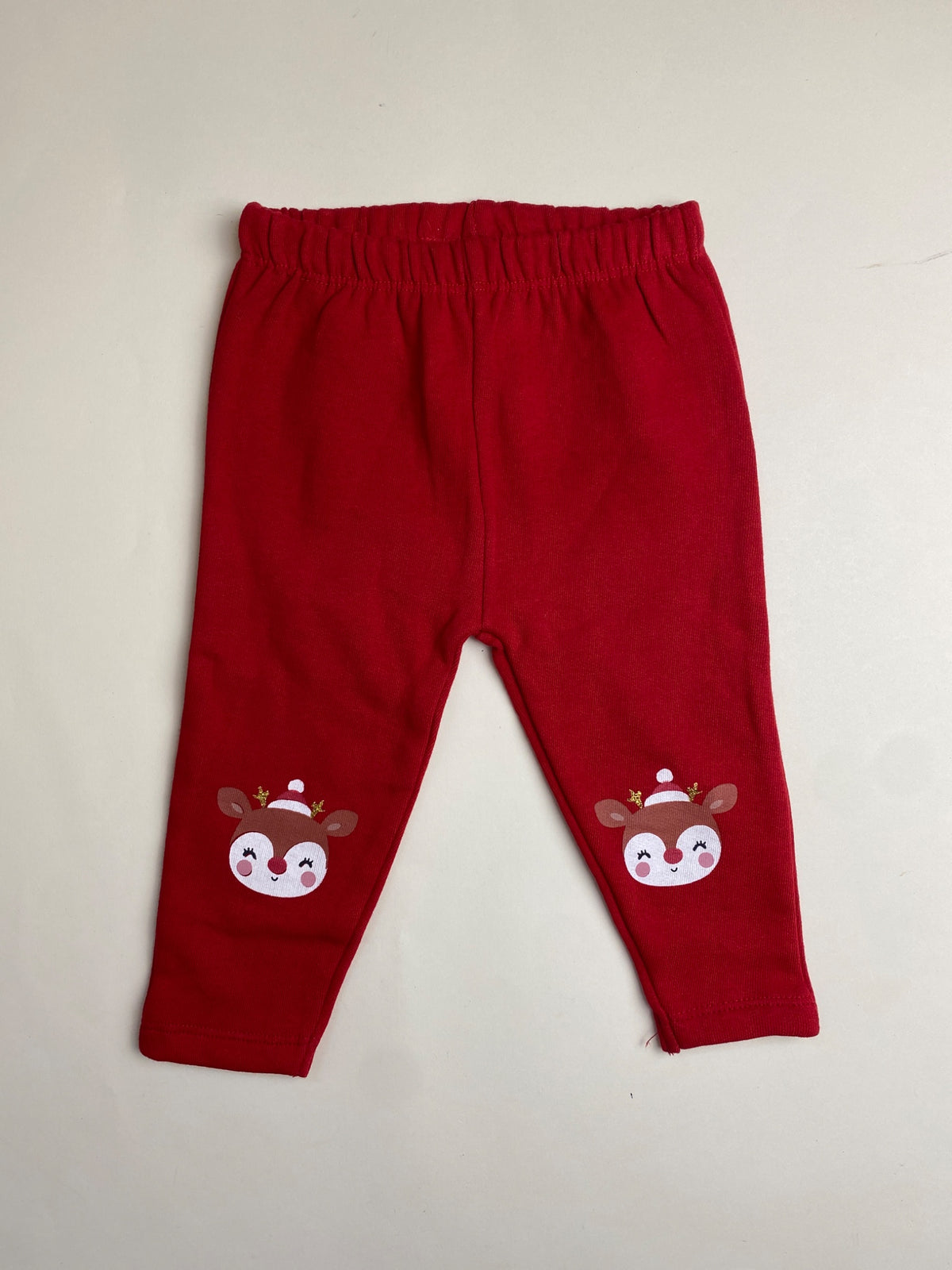 Leggings Bambino Rossi con Renne Natalizie