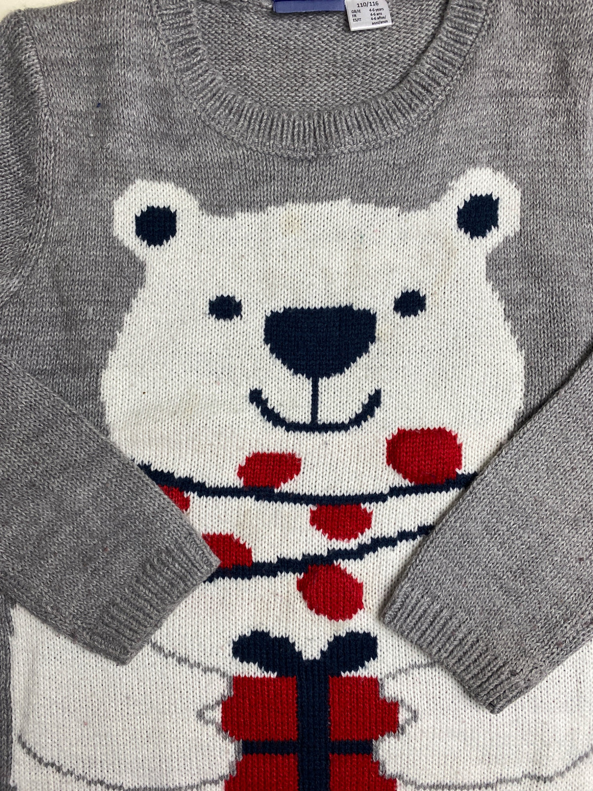 Maglione Grigio con Orso Polare e Regalo