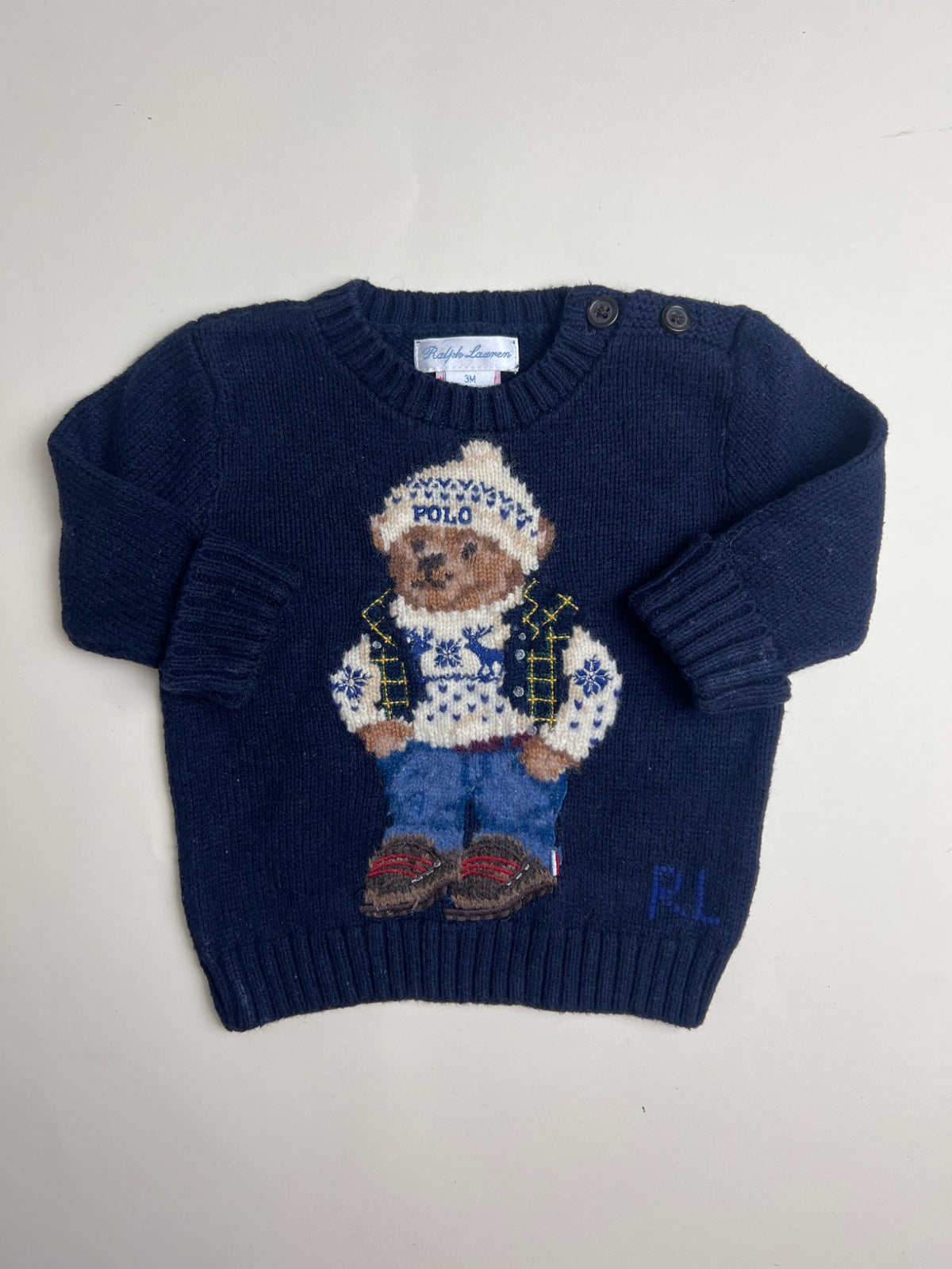 Maglione Ralph Lauren Polo Bear Neonato Blu Navy