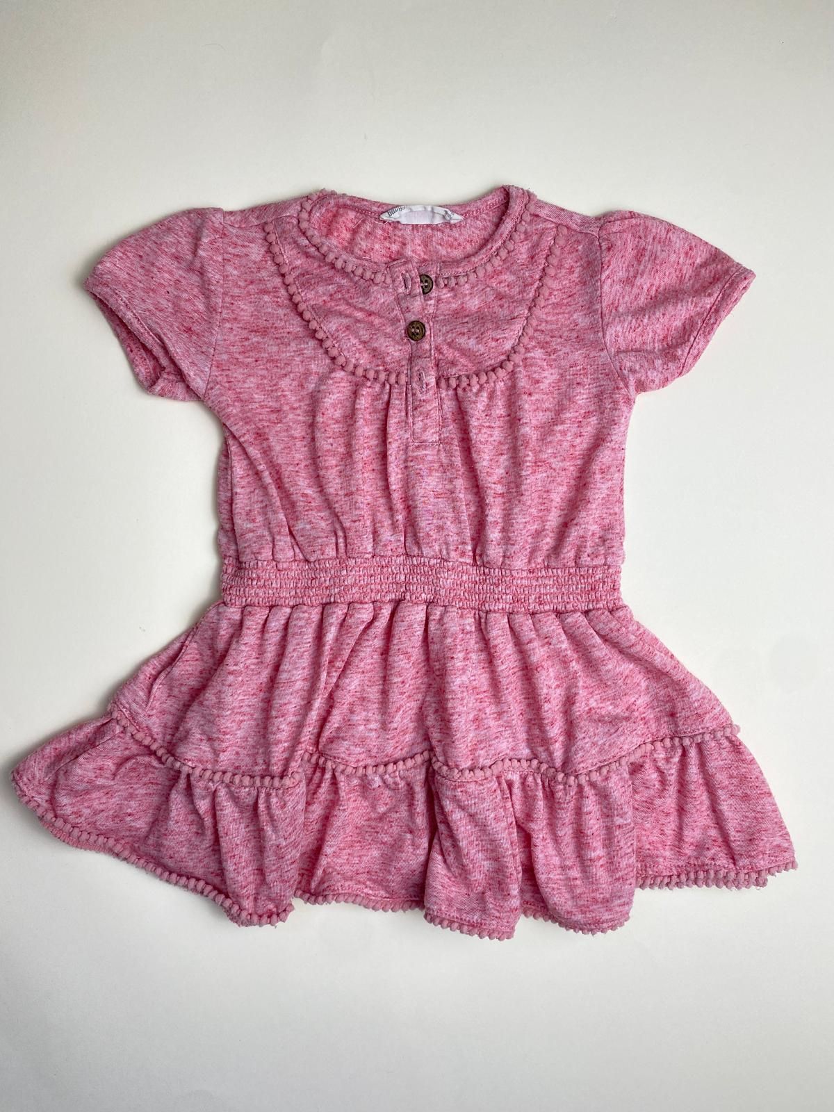 Vestito Rosa Bambina Maniche Corte con Balze