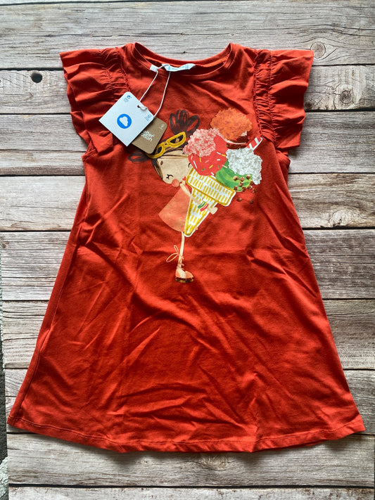 Vestito bambina Mayoral arancione con stampa ragazza e gelato