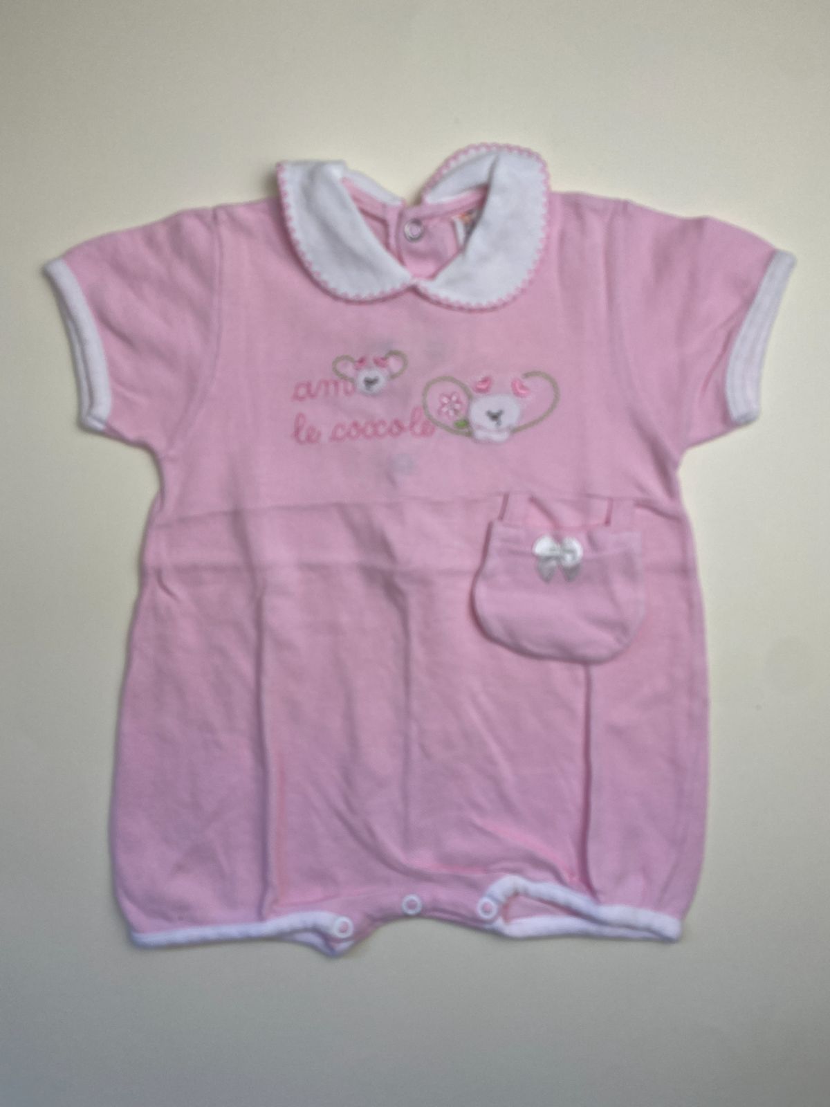 Tutina pagliaccetto per neonata maniche corte