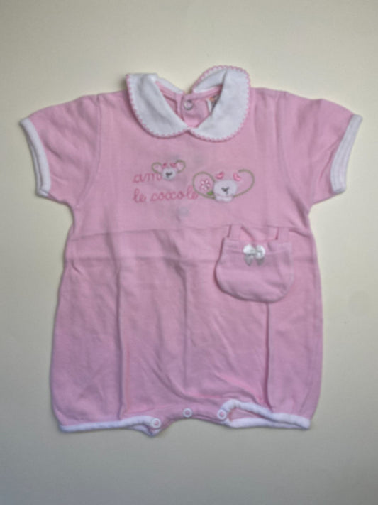 Tutina pagliaccetto per neonata maniche corte