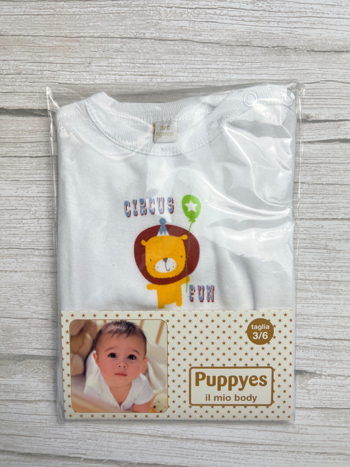 Body Neonato Bianco Stampa Leone Circus Fun Puppyes