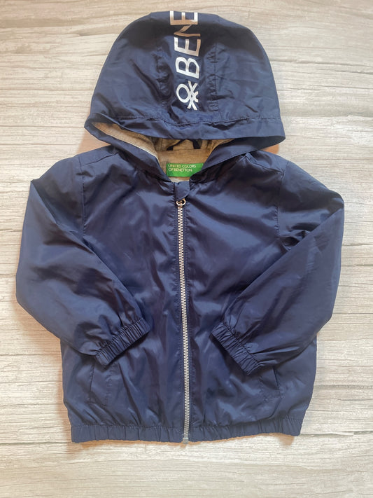 Giacca a vento Benetton blu con cappuccio per bambino/a