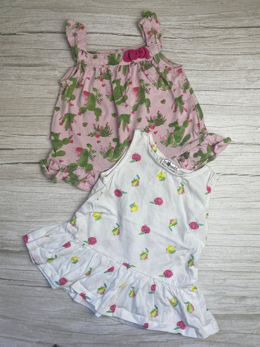 Set 2 Top Estivi per Bambina con Stampe Varie