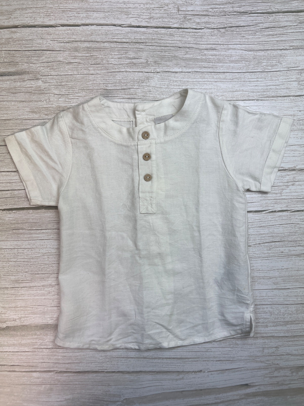 Camicia manica corta, collo Coreana Bottoni Legno