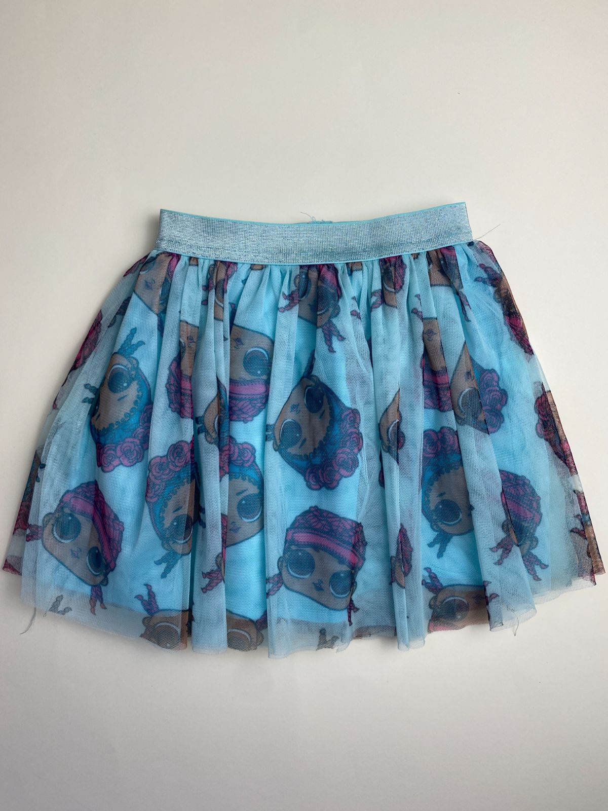 Gonna in tulle azzurra con stampa LOL
