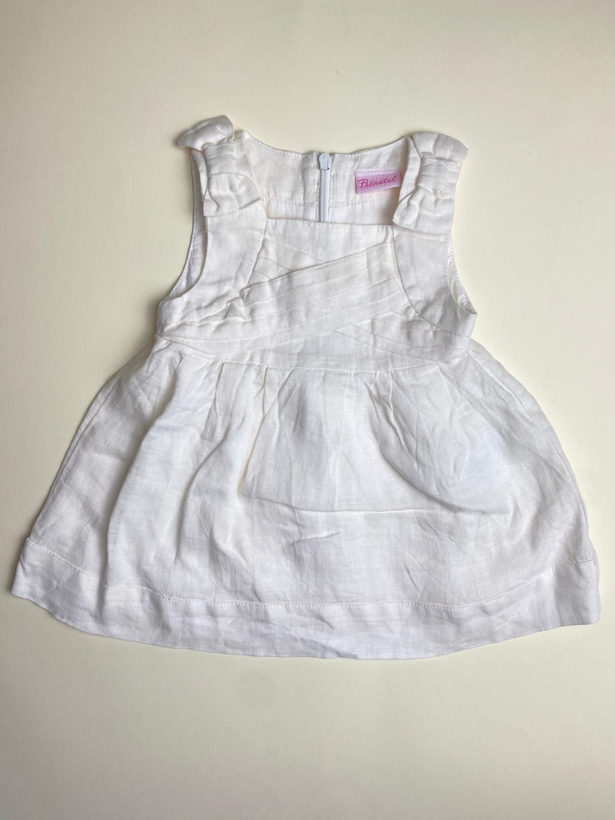 Vestito bianco in lino per bambina senza maniche