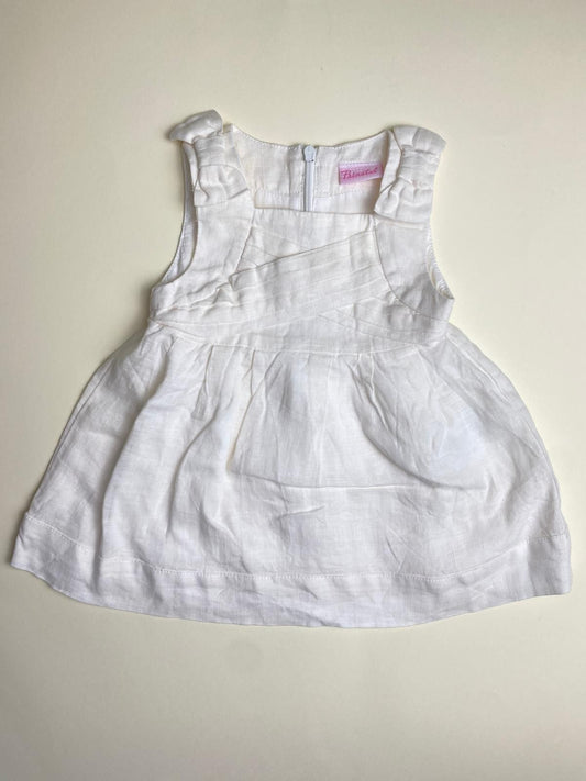Vestito bianco in lino per bambina senza maniche
