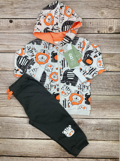 Set felpa con zip e cappuccio e pantalone