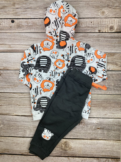 Set felpa con zip e cappuccio e pantalone
