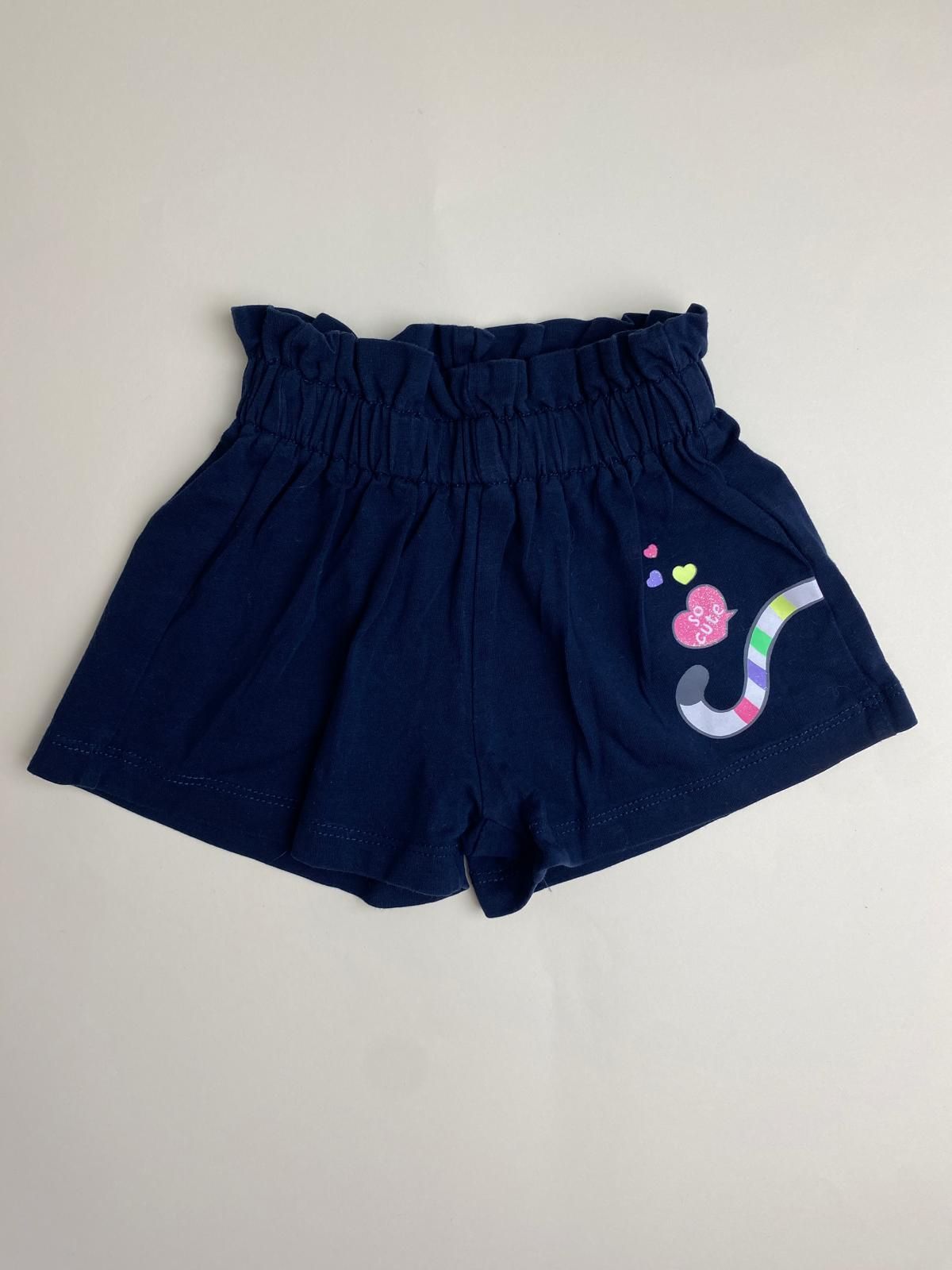 Shorts Bambina Blu Navy con Vita Arricciata
