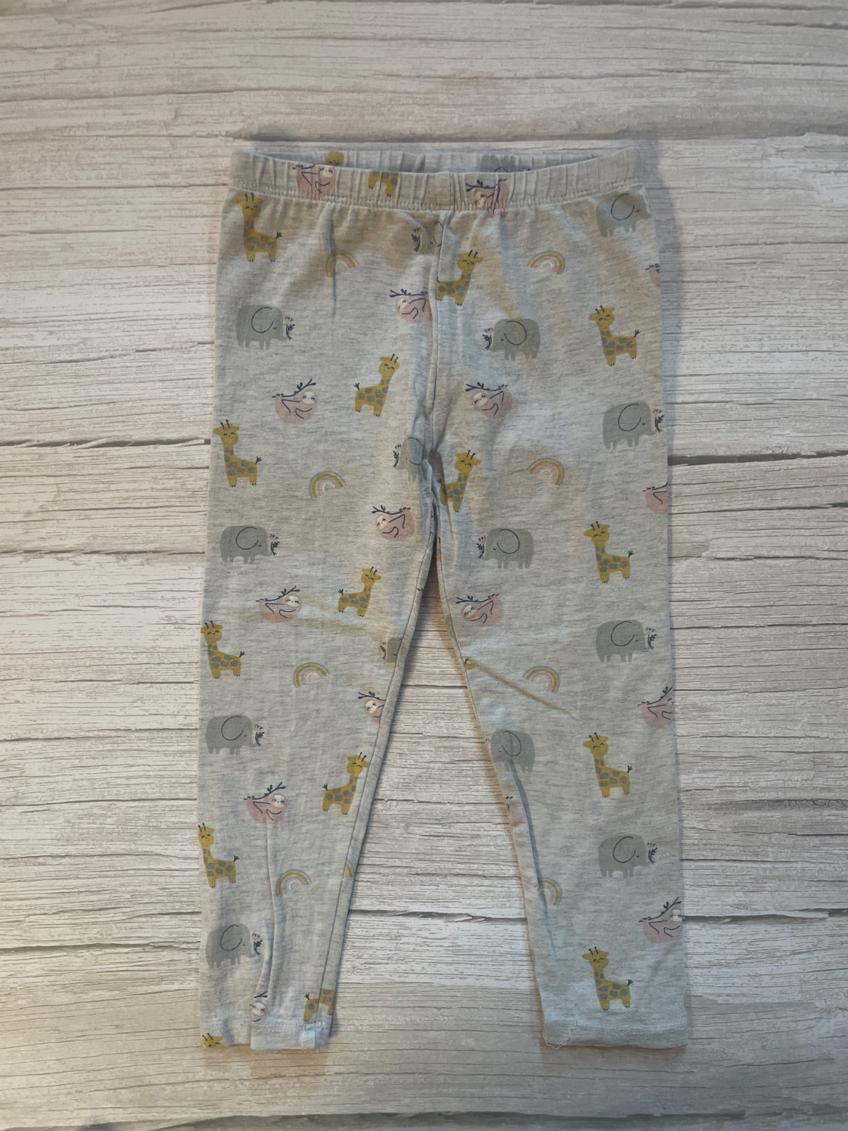 Leggings Bambina Grigio con Stampa Animali e Arcobaleni