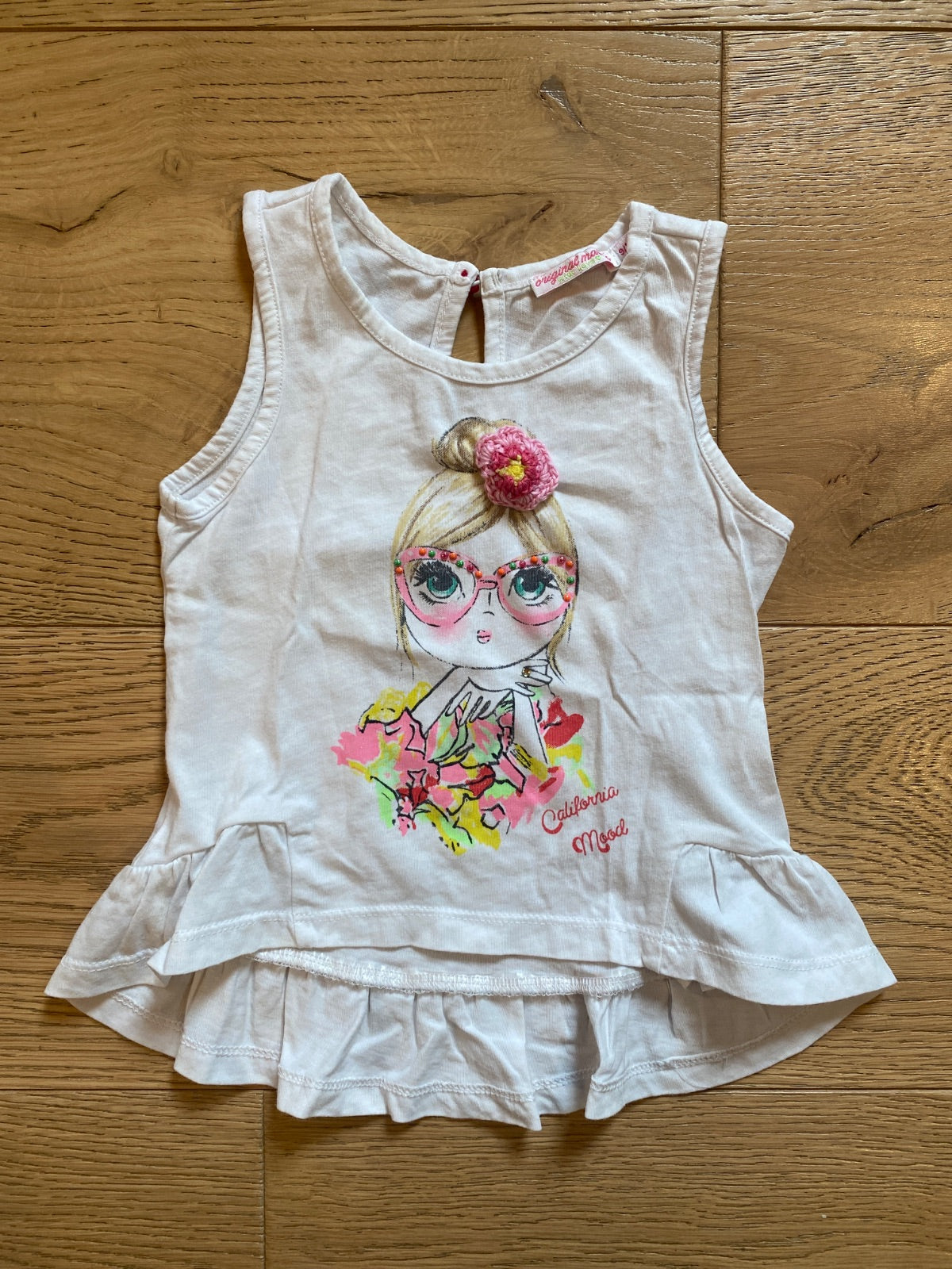 Top Bambina Senza Maniche con Stampa e Volant