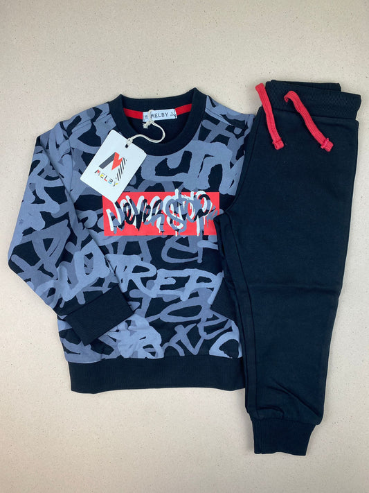 Set tuta con felpa girocollo e pantalone