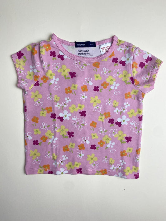 Maglietta maniche corte rosa a fiori per bambina