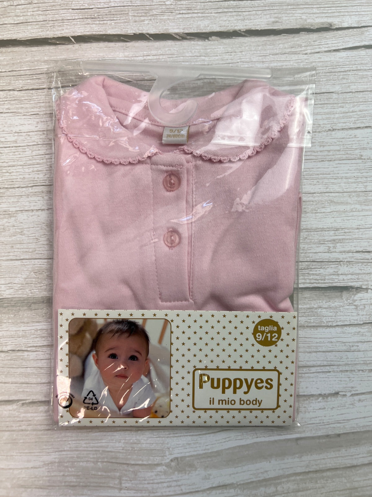 Body neonato rosa con colletto smerlato Puppyes