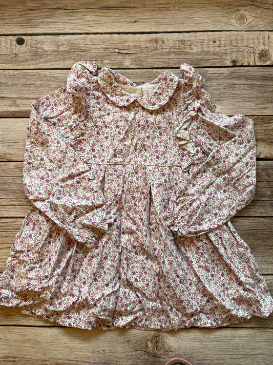 Vestito bambina floreale con colletto Peter Pan