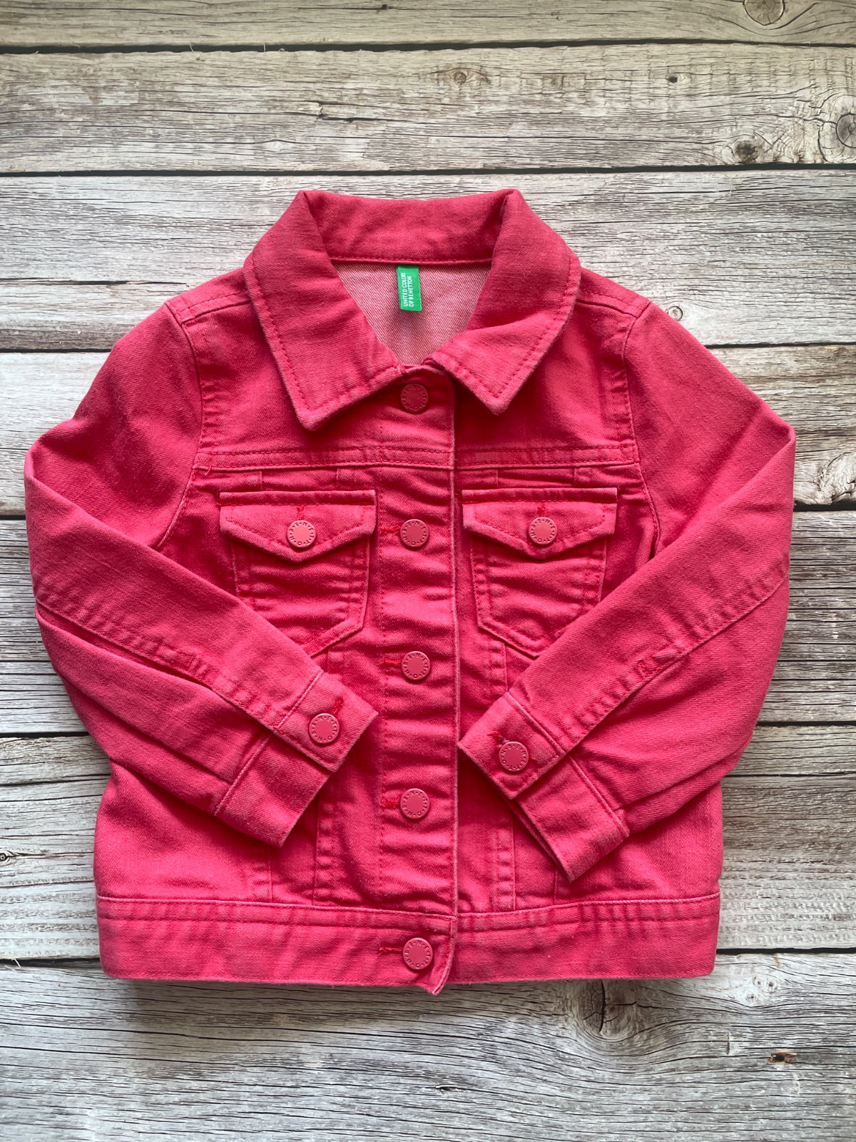 Giacca in denim rosa fucsia Benetton per bambina