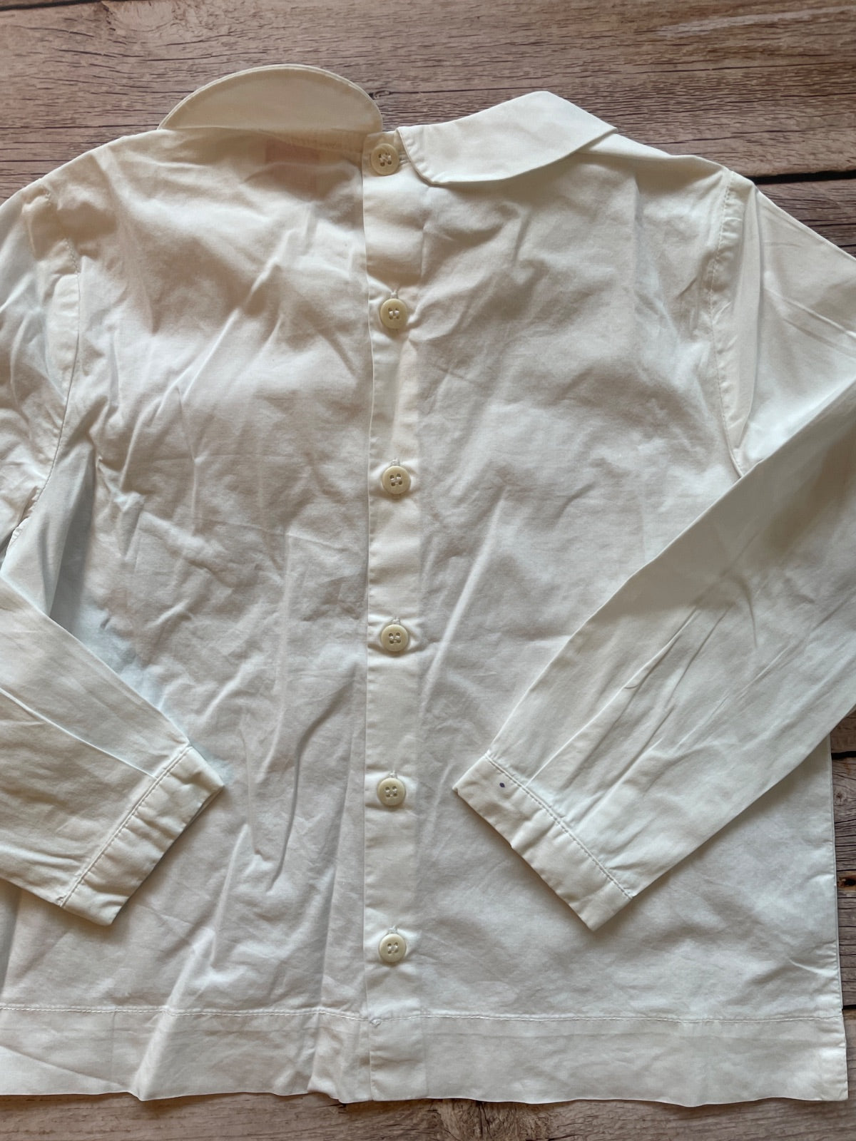 Camicia Bianca a Maniche Lunghe con Colletto Peter Pan
