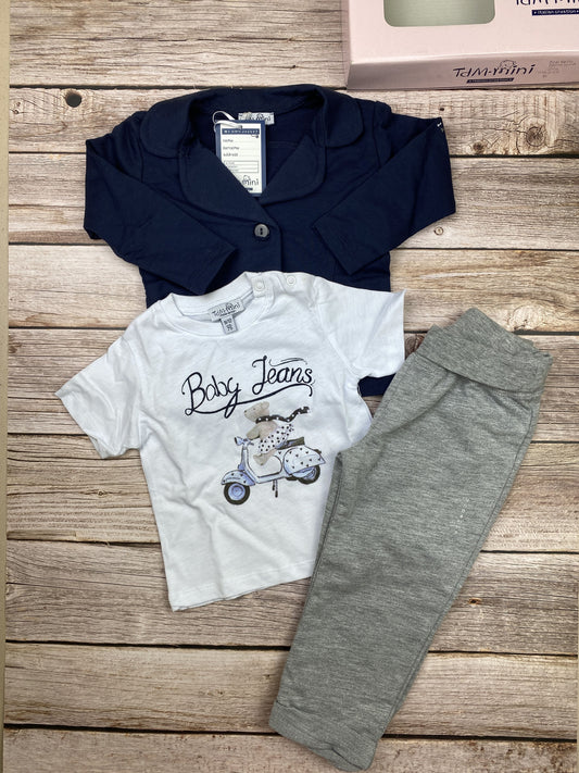 Set t-shirt manica corta, blazer e pantalone