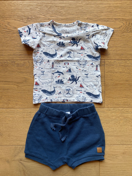 Completo Estivo Bambino T-shirt e Pantaloncini Tema Marino
