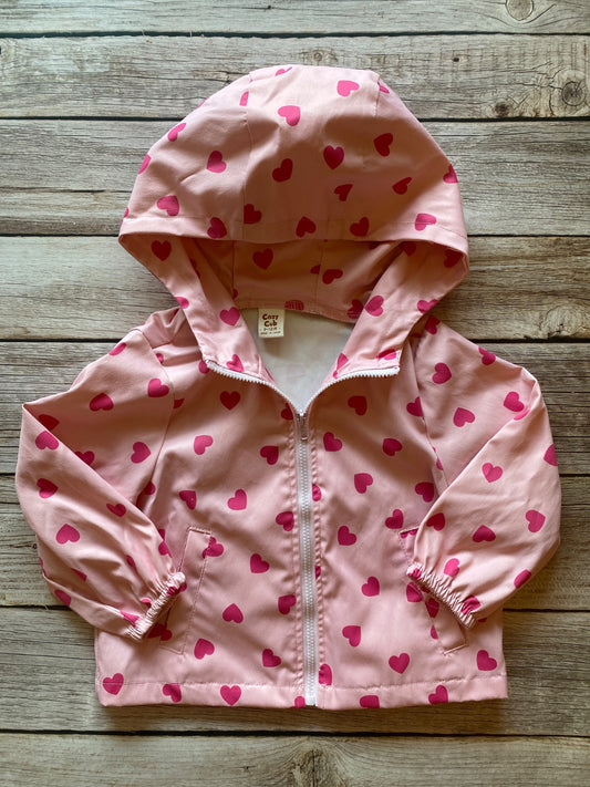Giacca a vento rosa per neonata con stampa a cuori