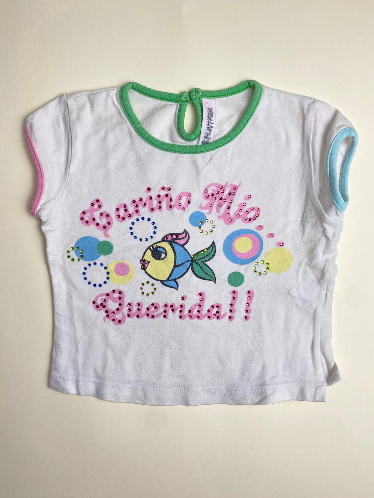 T-shirt Bambina Bianca con Stampa Pesce