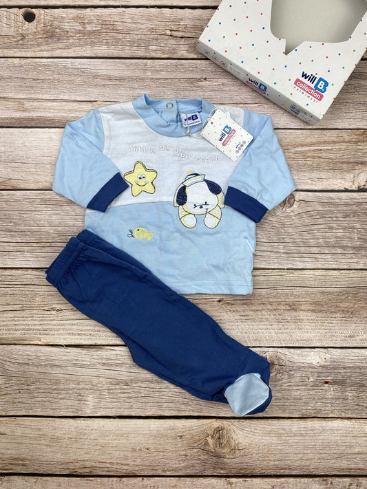 Set t-shirt manica lunga e pantaloni con piedini