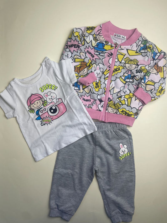 Completo 3 Pezzi , T-shirt, Felpa e Pantalone