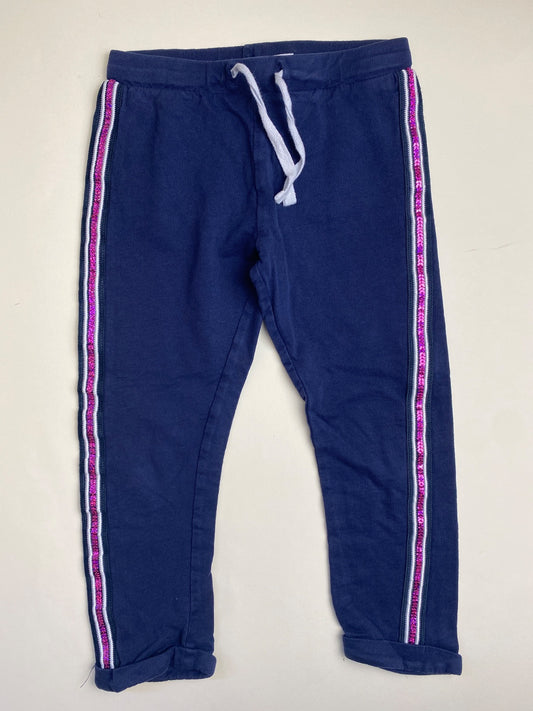 Pantaloni Sportivi Blu con Bande Laterali Glitterate