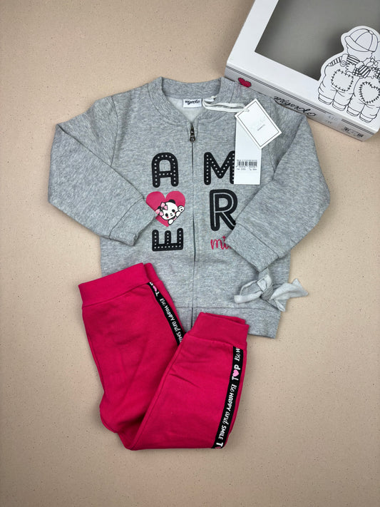 Set felpa con zip e pantalone