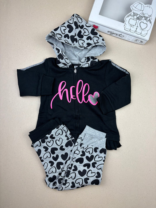 Set felpa con zip e pantalone
