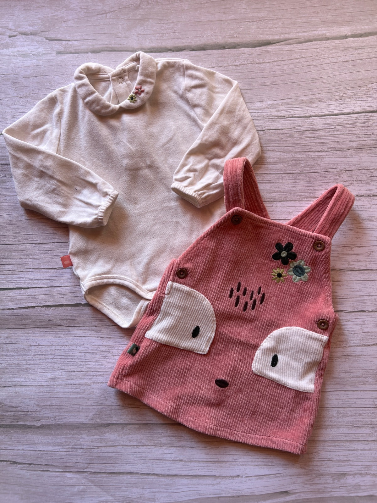 Set neonato body e salopette in velluto a costine
