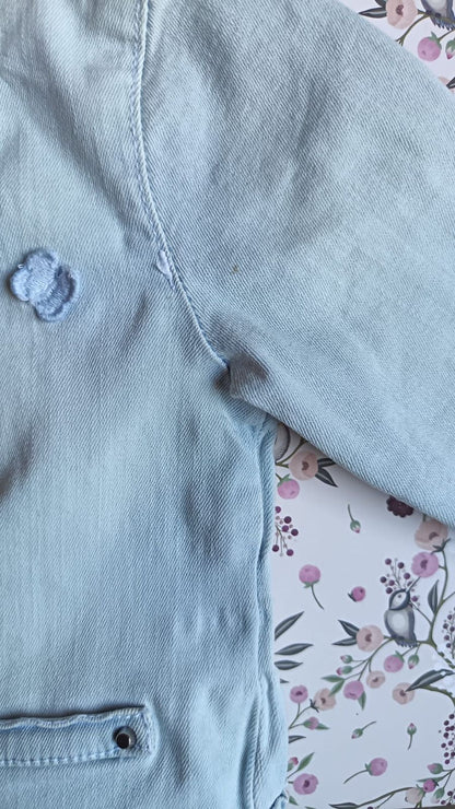 Giacca jeans con ricami floreali