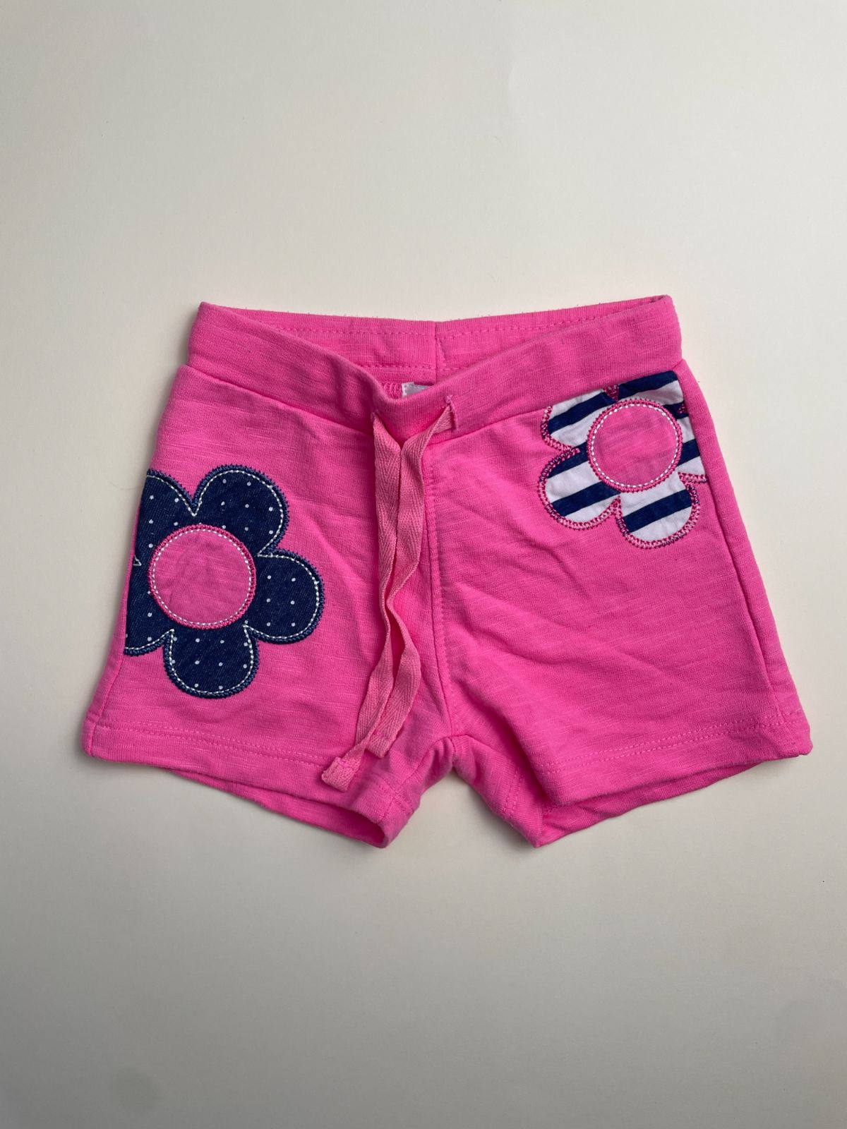 Shorts Bambina Rosa con Fiori Applicati