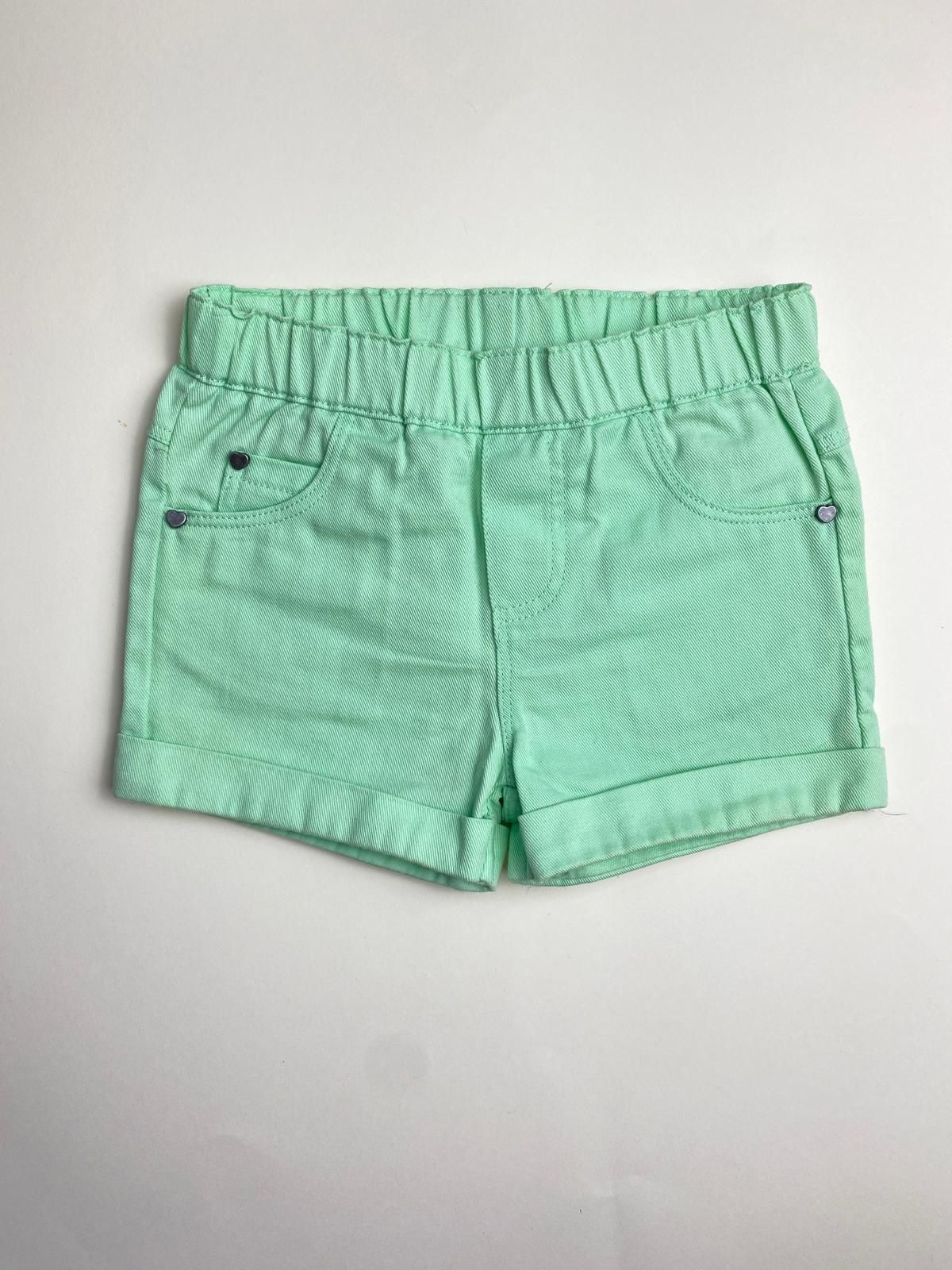 Shorts Bambina Verde Menta con Elastico in Vita